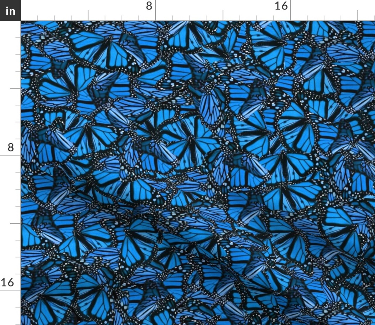 Blue Butterflies Butterfly Monarch Kids Cobalt Black Spring Insect Custom Printed Fabric by Spoonflower Various Fabrics by the Yard or Fat Quarter